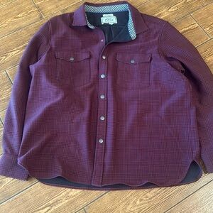 Jos A Bank Tailored Fit Burgundy  Shirt Jacket Flip Cuff Snap Front Shacket XXL